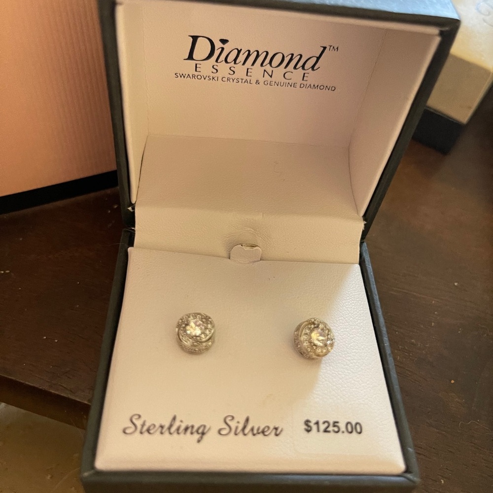 Diamond Essence Sterling/Diamond /Crystal Earrings